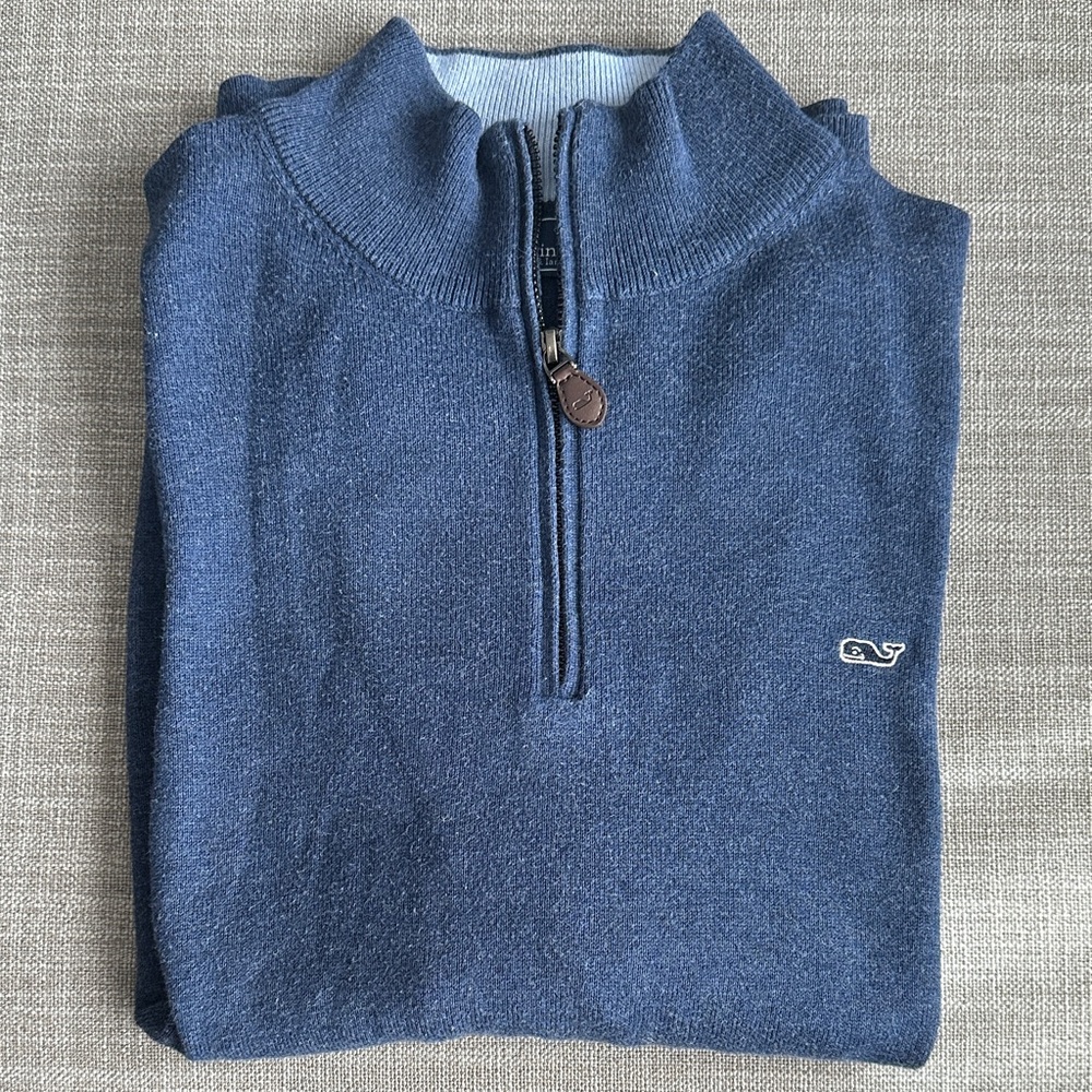 Vineyard Vines Men's Quarter-Zip Sweater in Navy